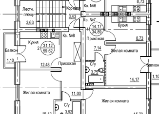 1-комнатная квартира на продажу, 34.2 м2, Калининградская область, переулок Лукашова, 12