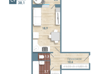 Продаю квартиру студию, 34.5 м2, Новосибирск