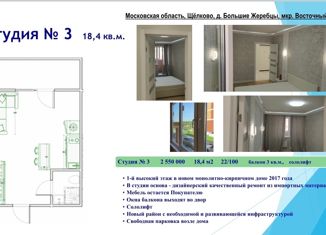 Квартира на продажу студия, 18.4 м2, деревня Большие Жеребцы, микрорайон Восточный, 1к1