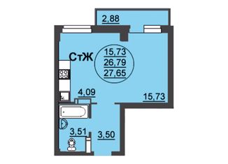 Продается квартира студия, 27 м2, Новосибирск, улица Ивана Севастьянова, 9, ЖК Лето