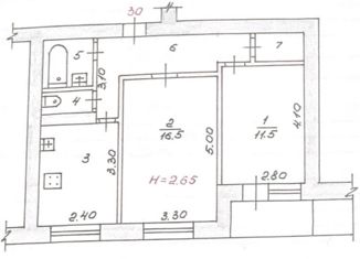 Продажа двухкомнатной квартиры, 53.7 м2, Волгоград, улица Колумба, 5, Тракторозаводский район