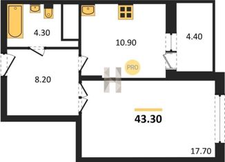 Продаю 1-комнатную квартиру, 43.4 м2, Воронеж, Краснознамённая улица, 57/5, ЖК Высота