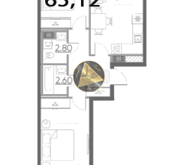 2-комнатная квартира на продажу, 65.12 м2, Санкт-Петербург, Красногвардейский переулок, 14, Красногвардейский переулок