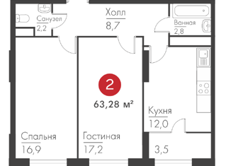 Продажа 2-ком. квартиры, 62.9 м2, Самара, проспект Масленникова, 14А