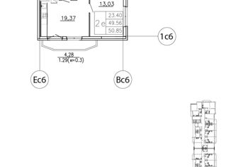 2-ком. квартира на продажу, 53.54 м2, Мурино, улица Шувалова, 18/8, ЖК Территория