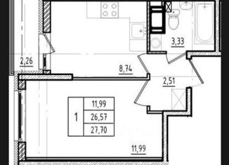 Продается 1-комнатная квартира, 27.7 м2, Мурино, Воронцовский бульвар, ЖК Краски Лета
