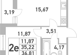 Продаю однокомнатную квартиру, 35.21 м2, Санкт-Петербург, Большой Сампсониевский проспект, 70к3, метро Лесная