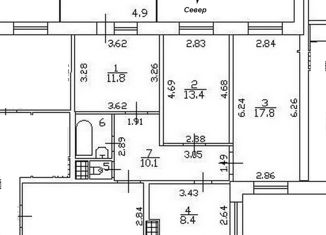 Продам 3-комнатную квартиру, 65 м2, Красное Село, Гатчинское шоссе, 8к3