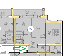 Продается 2-ком. квартира, 70.08 м2, посёлок Мичуринский, Солнечная улица, 5