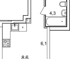 Квартира на продажу студия, 27 м2, деревня Анкудиновка, Русская улица, 12