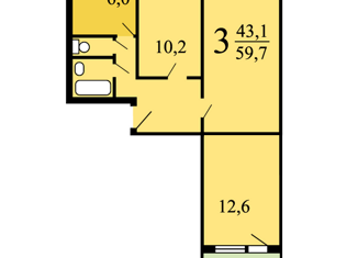 3-комнатная квартира на продажу, 58.5 м2, Москва, район Зябликово, Ореховый бульвар, 39к2