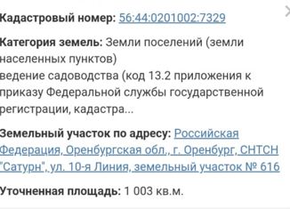 Продается участок, 10 сот., Оренбург, Дзержинский район, улица 10-я Линия