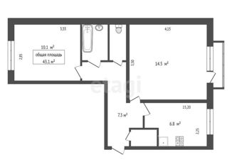 Продается комната, 43.1 м2, село Криводановка, Микрорайон, 16