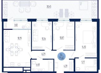 Продается 4-ком. квартира, 78 м2, село Дядьково, ЖК Правый Берег, 1-й Бульварный проезд, 2