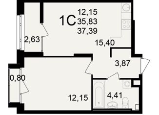 Продам 2-комнатную квартиру, 38 м2, Рязань, Куйбышевское шоссе, 19, Куйбышевский район