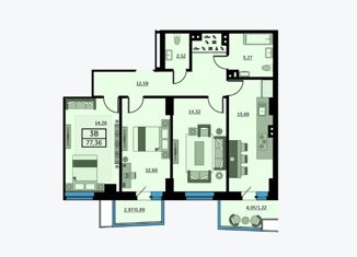 Продается 3-ком. квартира, 77.4 м2, Ростов-на-Дону, улица Ларина, 45с7, ЖК Сердце Ростова 2