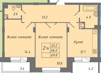 Продажа 2-ком. квартиры, 70 м2, Новочебоксарск, Советская улица, поз28