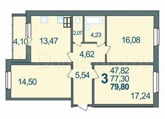 Продам трехкомнатную квартиру, 79.8 м2, поселок городского типа Разумное, улица Бельгина, 8
