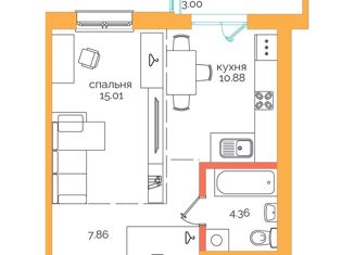 Продам однокомнатную квартиру, 41.11 м2, Иркутск, Пулковский переулок, 28, ЖК Пулковский