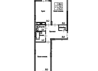 Продается 2-ком. квартира, 74.5 м2, Воронеж, улица Берёзовая Роща, 4Ак2, ЖК Легенда парк
