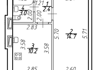 1-комнатная квартира на продажу, 30.3 м2, посёлок Шушары, Московское шоссе, 256к3, ЖК Вариант