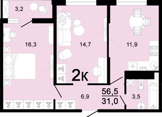 Продаю 2-комнатную квартиру, 57.8 м2, Горячий Ключ, улица Ярославского, 111