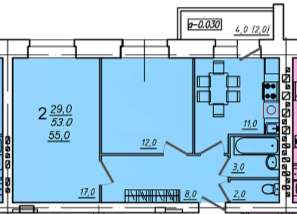 2-комнатная квартира на продажу, 55 м2, Вологда, Северная улица, 36В, микрорайон Водники