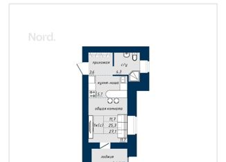 Продается однокомнатная квартира, 27 м2, Барнаул, Павловский тракт, 307к4, ЖК Nord