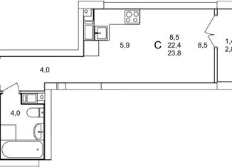 Продается квартира студия, 23.8 м2, деревня Анкудиновка, Русская улица, 19