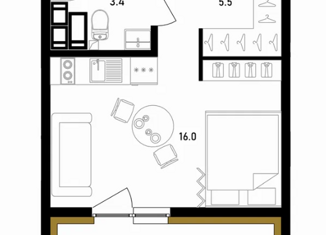 Продажа квартиры студии, 27.4 м2, Санкт-Петербург, Белоостровская улица, 11, Белоостровская улица