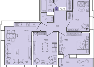 Продажа 3-комнатной квартиры, 73.71 м2, Архангельск, улица Гагарина, 46к3, Октябрьский округ