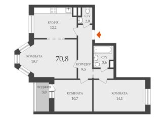 Продам трехкомнатную квартиру, 70.8 м2, Санкт-Петербург, улица Ткачей, 68к2, метро Елизаровская