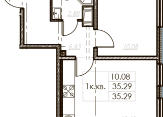 Продажа 1-комнатной квартиры, 35.39 м2, Санкт-Петербург, улица Маршала Казакова, 21, муниципальный округ Юго-Запад