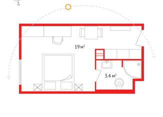 Квартира на продажу студия, 22.7 м2, Санкт-Петербург, Синопская набережная, 24, Синопская набережная