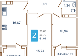 Продам 2-комнатную квартиру, 64 м2, Краснодар, улица Кирилла Россинского, 3/2, улица Кирилла Россинского