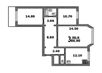 Продам 3-ком. квартиру, 87.2 м2, Москва, Поречная улица, 31к1, район Марьино