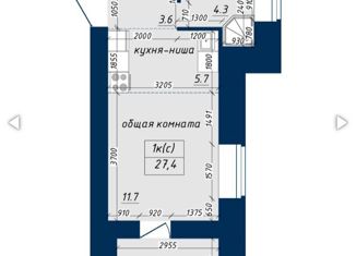 Квартира на продажу студия, 27.4 м2, Барнаул, Северный Власихинский проезд, 122к1, ЖК Nord