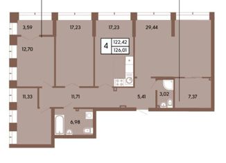 Продам четырехкомнатную квартиру, 125.5 м2, Екатеринбург, улица Мира, 47к2, ЖК Проспект Мира