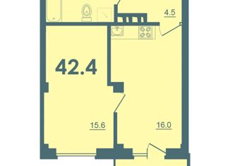Продается 1-комнатная квартира, 42.4 м2, деревня Борисовичи, Балтийская улица, 18к1, ЖК Спортивный Квартал