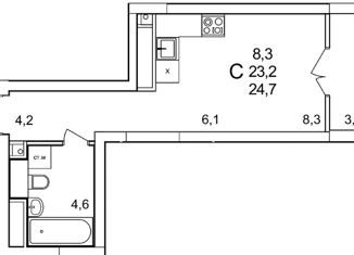 Продается квартира студия, 25.8 м2, деревня Анкудиновка, Русская улица, 12