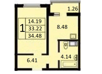 Продам однокомнатную квартиру, 33.2 м2, Санкт-Петербург, Парашютная улица, 61к1, ЖК Шуваловский