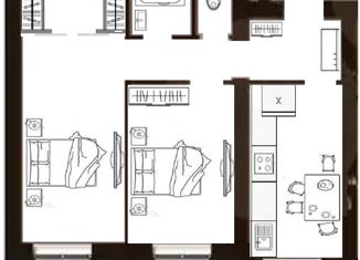 Продажа 2-комнатной квартиры, 58 м2, деревня Дерябиха, деревня Дерябиха, 76