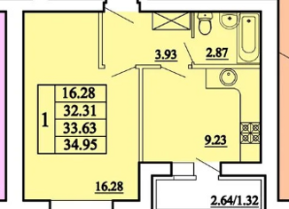 Продажа 1-комнатной квартиры, 32.3 м2, Саратов, улица имени К.П. Панченко, 3, жилой район Солнечный-2