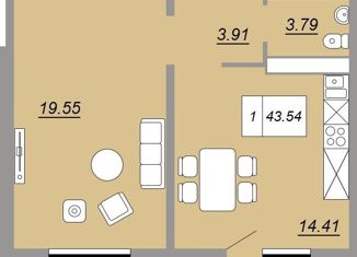 Продаю 1-ком. квартиру, 43.5 м2, Оренбург, улица Юркина, 8, ЖК Осенний Лист