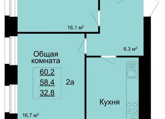 Продается 2-комнатная квартира, 60 м2, Тамбов, улица Рылеева, 91А, ЖК Школьный