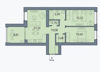 2-комнатная квартира на продажу, 80 м2, посёлок Путёвка, микрорайон Мегаполис-парк, 18/1