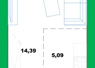 Продаю квартиру студию, 29.6 м2, село Зубово