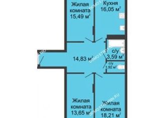 Продажа 3-комнатной квартиры, 84.8 м2, деревня Афонино, ЖК Академический, Академическая улица, 12