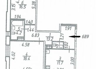 Продажа двухкомнатной квартиры, 65.4 м2, Санкт-Петербург, Среднерогатская улица, 11, метро Звёздная