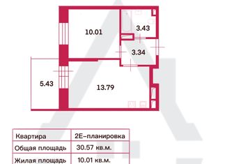 Продается 1-комнатная квартира, 30.57 м2, Ленинградская область, Солнечная улица, 10